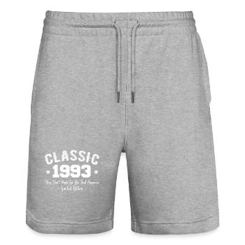 Né 1993 Vintage Cadeau Anniversaire Classic 1993 - Short de jogging bio TRAINER Stanley/Stella unisexe - gris chiné - Devant - Nik (191cm) & Marisol (170cm)