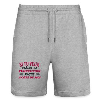 You want to come close to perfection, pass me by - Stanley/Stella Trainer Unisex Organic Jogging Shorts - heather grey - Front - Nik (191cm) & Marisol (170cm)
