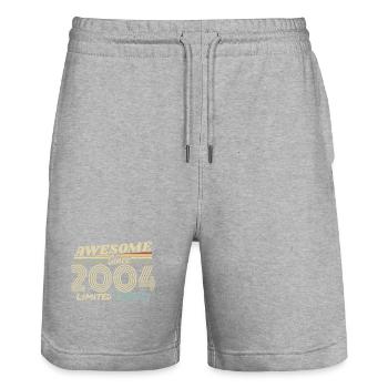 Vintage 2004 Retro - 2004 Birthday Gift - Stanley/Stella Trainer Unisex Organic Jogging Shorts - heather grey - Front - Nik (191cm) & Marisol (170cm)
