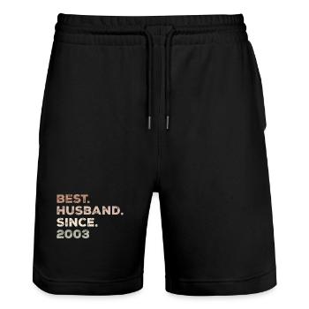 Best Husband Since 2003 Birthday Gift - Stanley/Stella Trainer Unisex Organic Jogging Shorts - black - Front - Nik (191cm) & Marisol (170cm)