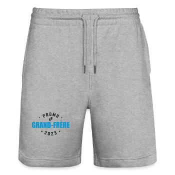 Promu Grand Frère 2023 Annonce Grossesse - Short de jogging bio TRAINER Stanley/Stella unisexe - gris chiné - Devant - Nik (191cm) & Marisol (170cm)
