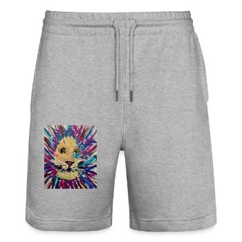Lucas Löwe - Stanley/Stella Unisex Bio Joggingshorts Trainer  - Grau meliert - Vorne - Nik (191cm) & Marisol (170cm)