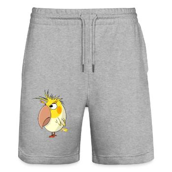 Calopsitta en colère - Short de jogging bio TRAINER Stanley/Stella unisexe - gris chiné - Devant - Nik (191cm) & Marisol (170cm)