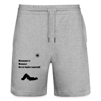 Sommer | Sonne | Getränkeunfall | Lustig | Alkohol - Stanley/Stella Unisex Bio Joggingshorts Trainer  - Grau meliert - Vorne - Nik (191cm) & Marisol (170cm)