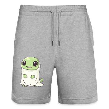 Lézard Halloween Bande dessinée Fantôme - Short de jogging bio TRAINER Stanley/Stella unisexe - gris chiné - Devant - Nik (191cm) & Marisol (170cm)
