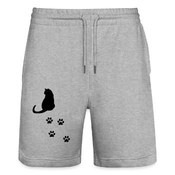 Chat avec pattes - Short de jogging bio TRAINER Stanley/Stella unisexe - gris chiné - Devant - Nik (191cm) & Marisol (170cm)
