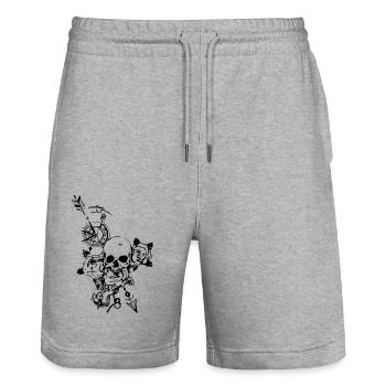 Totenkopf mit Rose - Stanley/Stella Unisex Bio Joggingshorts Trainer  - Grau meliert - Vorne - Nik (191cm) & Marisol (170cm)