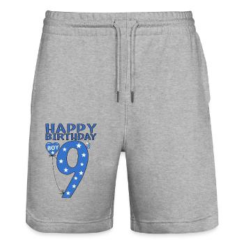 9. Geburtstag Junge Maikäfer - Stanley/Stella Unisex Bio Joggingshorts Trainer  - Grau meliert - Vorne - Nik (191cm) & Marisol (170cm)