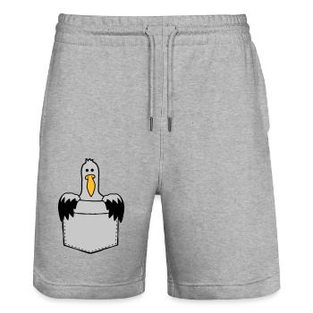 Brusttasche Möwe Unterwegs mitnehmen - Stanley/Stella Unisex Bio Joggingshorts Trainer  - Grau meliert - Vorne - Nik (191cm) & Marisol (170cm)
