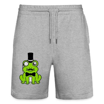 Sir Frog Gentlemen Cylindre - Short de jogging bio TRAINER Stanley/Stella unisexe - gris chiné - Devant - Nik (191cm) & Marisol (170cm)