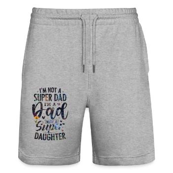 Citation de papa - Short de jogging bio TRAINER Stanley/Stella unisexe - gris chiné - Devant - Nik (191cm) & Marisol (170cm)