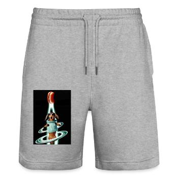 Teckel vu de l’espace - Short de jogging bio TRAINER Stanley/Stella unisexe - gris chiné - Devant - Nik (191cm) & Marisol (170cm)