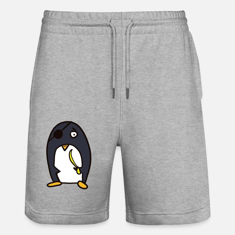 Pirate - drôle de pingouin - Short de jogging bio TRAINER Stanley/Stella unisexe - gris chiné