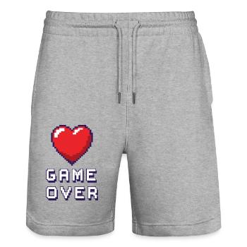 Game Over lila - Stanley/Stella Unisex Bio Joggingshorts Trainer  - Grau meliert - Vorne - Nik (191cm) & Marisol (170cm)