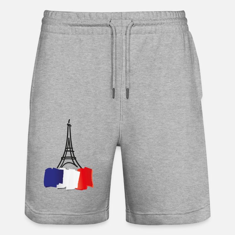 paris eiffelturm - Stanley/Stella Unisex Bio Joggingshorts Trainer  - Grau meliert