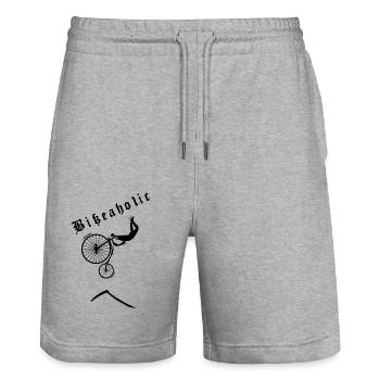 Bikeaholic Retro Schwarz - Stanley/Stella Unisex Bio Joggingshorts Trainer  - Grau meliert - Vorne - Nik (191cm) & Marisol (170cm)