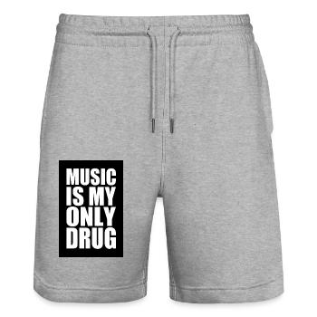 music is my only drug - Short de jogging bio TRAINER Stanley/Stella unisexe - gris chiné - Devant - Nik (191cm) & Marisol (170cm)