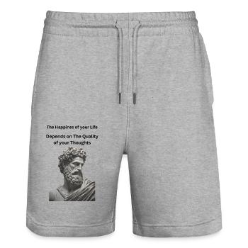 The Happines of your Life - Stanley/Stella Trainer Unisex Organic Jogging Shorts - heather grey - Front - Nik (191cm) & Marisol (170cm)