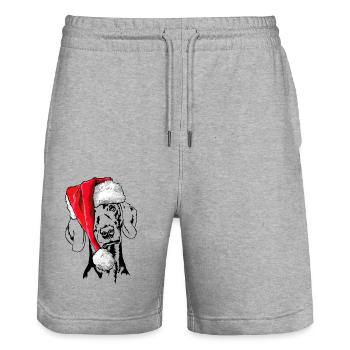Santa Braque de Noël chiens Wilsigns - Short de jogging bio TRAINER Stanley/Stella unisexe - gris chiné - Devant - Nik (191cm) & Marisol (170cm)