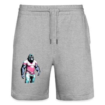 Gorille Cool - Short de jogging bio TRAINER Stanley/Stella unisexe - gris chiné - Devant - Nik (191cm) & Marisol (170cm)