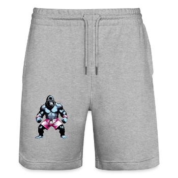 Boxen Gorilla Boxershorts - Stanley/Stella Unisex Bio Joggingshorts Trainer  - Grau meliert - Vorne - Nik (191cm) & Marisol (170cm)