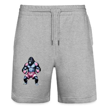 Boxen Gorilla Boxershorts - Stanley/Stella Unisex Bio Joggingshorts Trainer  - Grau meliert - Vorne - Nik (191cm) & Marisol (170cm)