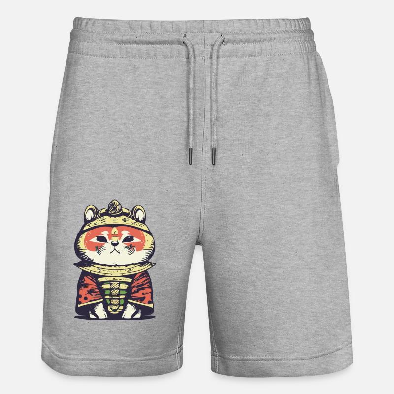 Red Panda Samurai - Stanley/Stella Trainer Unisex Organic Jogging Shorts - heather grey