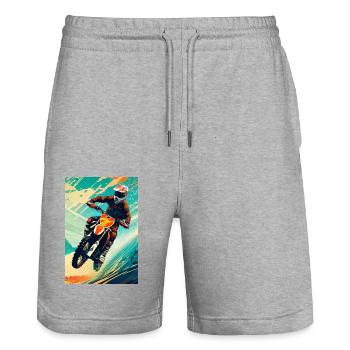 Motocross I - Short de jogging bio TRAINER Stanley/Stella unisexe - gris chiné - Devant - Nik (191cm) & Marisol (170cm)