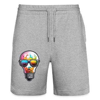 Ampoule / Ampoule / Luminosité / Lumière - Short de jogging bio TRAINER Stanley/Stella unisexe - gris chiné - Devant - Nik (191cm) & Marisol (170cm)