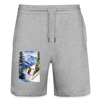 Snowboarder I - Short de jogging bio TRAINER Stanley/Stella unisexe - gris chiné - Devant - Nik (191cm) & Marisol (170cm)