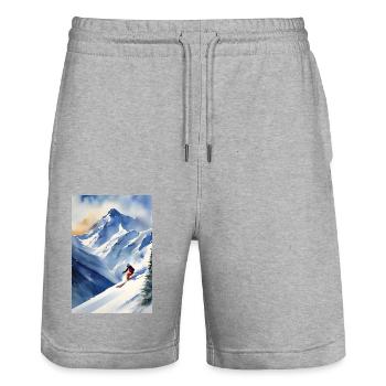 Ski II - Stanley/Stella Unisex Bio Joggingshorts Trainer  - Grau meliert - Vorne - Nik (191cm) & Marisol (170cm)