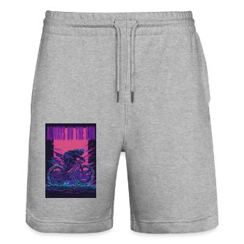 Cycling vibes - Stanley/Stella Trainer Unisex Organic Jogging Shorts - heather grey - Front - Nik (191cm) & Marisol (170cm)
