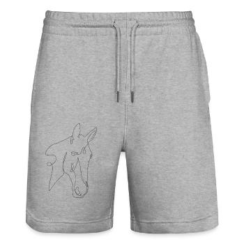 Pferdekopf Savignon - Stanley/Stella Unisex Bio Joggingshorts Trainer  - Grau meliert - Vorne - Nik (191cm) & Marisol (170cm)