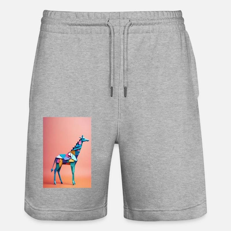 Girafe en origami - Short de jogging bio TRAINER Stanley/Stella unisexe - gris chiné