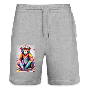 Rainbow Monkey - Stanley/Stella Trainer Unisex Organic Jogging Shorts - heather grey - Front - Nik (191cm) & Marisol (170cm)