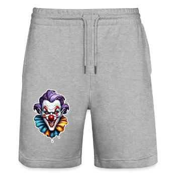 Horror Clown / Circus / Funny / Show / Halloween - Stanley/Stella Trainer Unisex Organic Jogging Shorts - heather grey - Front - Nik (191cm) & Marisol (170cm)