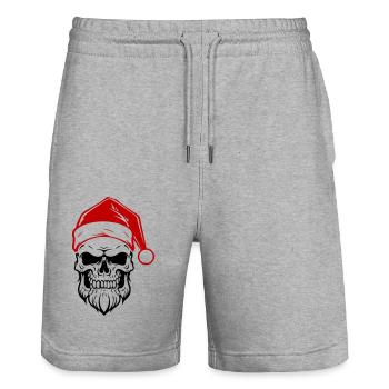 Santa Claus Skull - Stanley/Stella Trainer Unisex Organic Jogging Shorts - heather grey - Front - Nik (191cm) & Marisol (170cm)