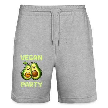 Vegan Avocado Party - Stanley/Stella Unisex Bio Joggingshorts Trainer  - Grau meliert - Vorne - Nik (191cm) & Marisol (170cm)