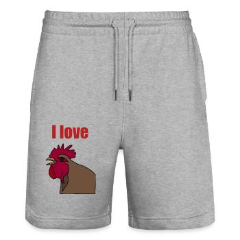 I love… - Stanley/Stella Unisex Bio Joggingshorts Trainer  - Grau meliert - Vorne - Nik (191cm) & Marisol (170cm)