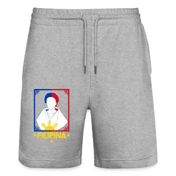 Philippines philippine drapeau Dalagang je cadeau - Short de jogging bio TRAINER Stanley/Stella unisexe - gris chiné - Devant - Nik (191cm) & Marisol (170cm)