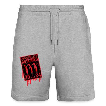 Junggesellenabschied 2024 - Stanley/Stella Unisex Bio Joggingshorts Trainer  - Grau meliert - Vorne - Nik (191cm) & Marisol (170cm)