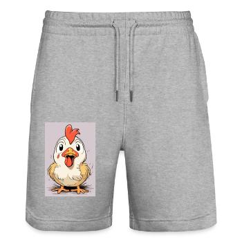 Cart(oon)Huhn - Stanley/Stella Unisex Bio Joggingshorts Trainer  - Grau meliert - Vorne - Nik (191cm) & Marisol (170cm)