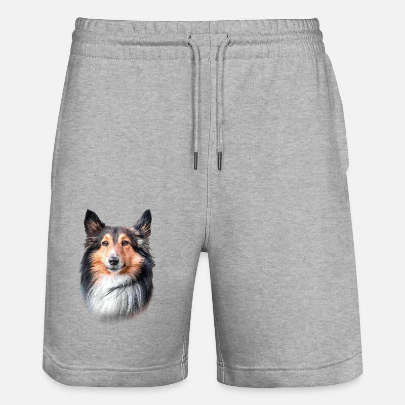 tête de chien shetland - Short de jogging bio TRAINER Stanley/Stella unisexe - gris chiné