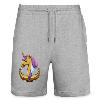 einhorn anker - Stanley/Stella Unisex Bio Joggingshorts Trainer  - Grau meliert - Vorne - Nik (191cm) & Marisol (170cm)
