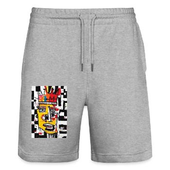Art urbain couronné coloré - Short de jogging bio TRAINER Stanley/Stella unisexe - gris chiné - Devant - Nik (191cm) & Marisol (170cm)