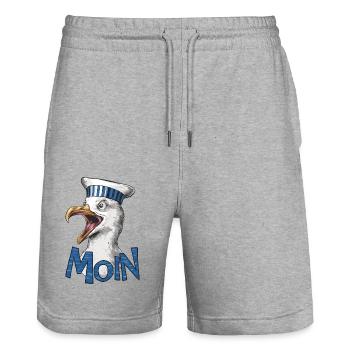 Moin Möwe - Stanley/Stella Unisex Bio Joggingshorts Trainer  - Grau meliert - Vorne - Nik (191cm) & Marisol (170cm)