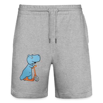 Nilpferd Roller - Stanley/Stella Unisex Bio Joggingshorts Trainer  - Grau meliert - Vorne - Nik (191cm) & Marisol (170cm)