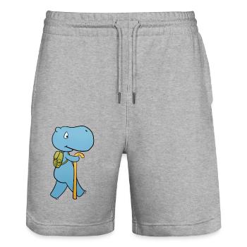 Nilpferd Wandern - Stanley/Stella Unisex Bio Joggingshorts Trainer  - Grau meliert - Vorne - Nik (191cm) & Marisol (170cm)