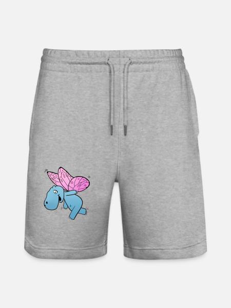 Nilpferd Schmetterling - Stanley/Stella Unisex Bio Joggingshorts Trainer - Grau meliert