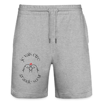 Ich werde eine große Schwester sein - Stanley/Stella Unisex Bio Joggingshorts Trainer  - Grau meliert - Vorne - Nik (191cm) & Marisol (170cm)